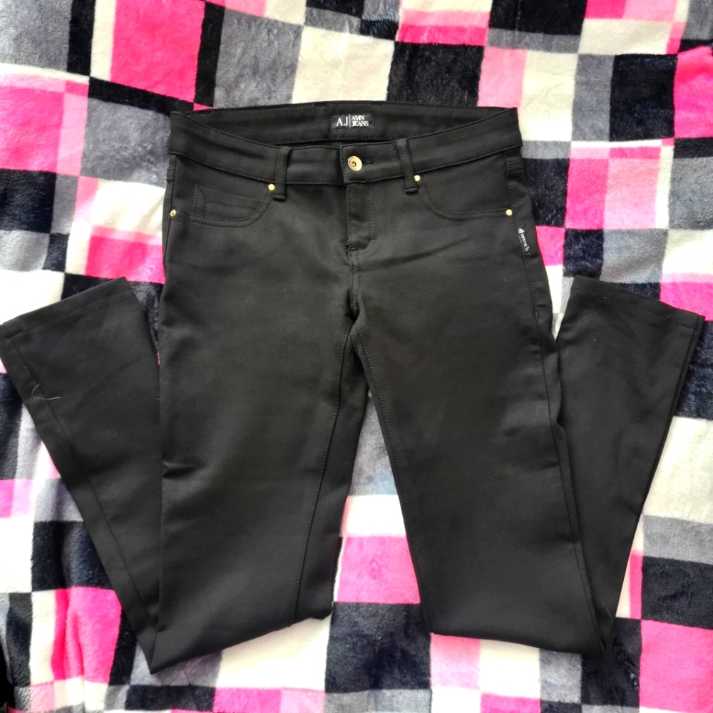 Black And Gold AJ AMN Armani Skinny Jeans Pants
